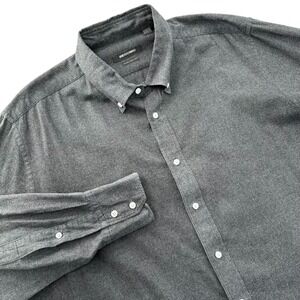 INDOCHINO Men's XL Charcoal Gray Brushed Cotton Button Down Long Sleeve Shirt